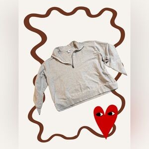 Daily Ritual Light Gray Half-Zip Sweater